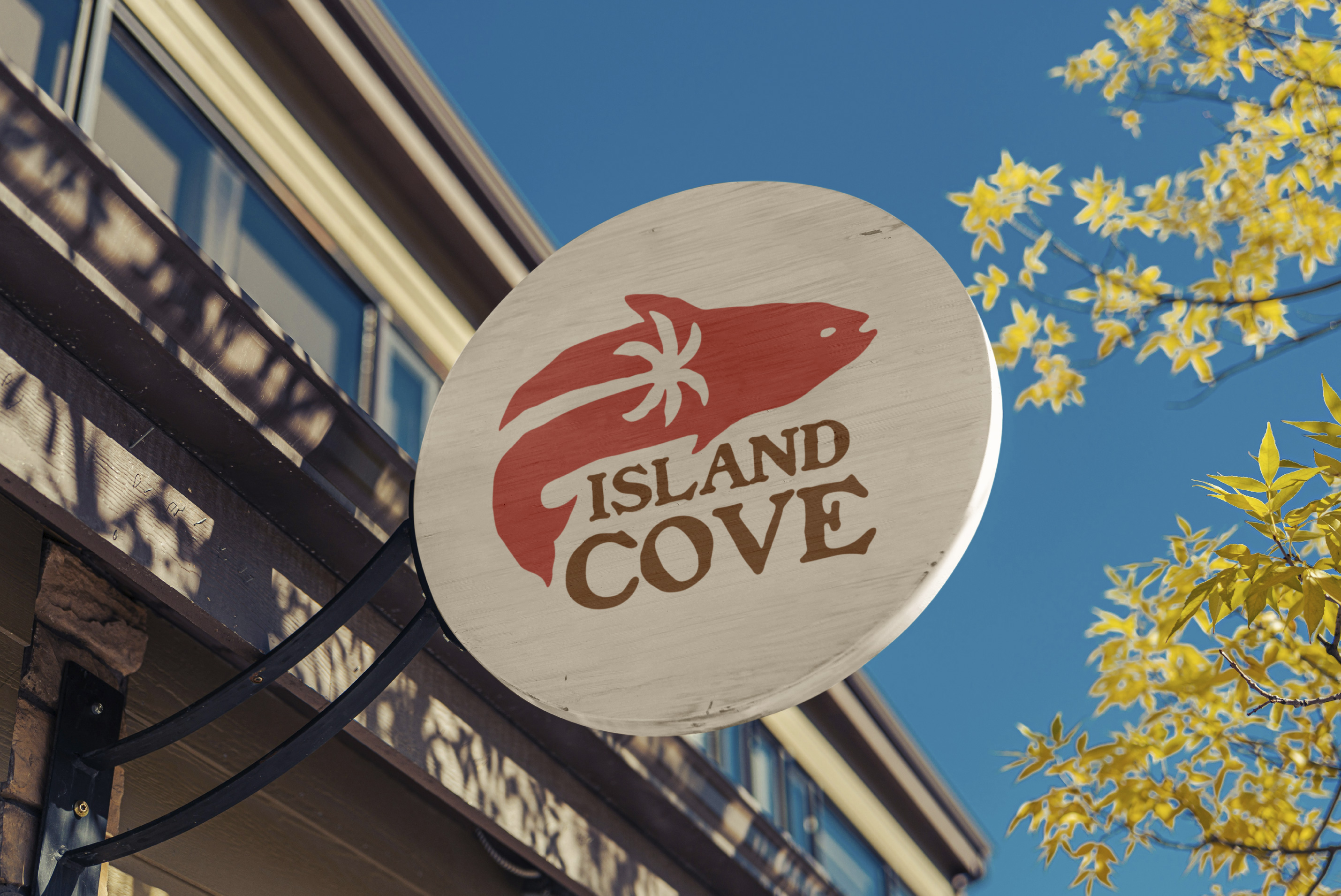Island Cove Circle Sign Mockup